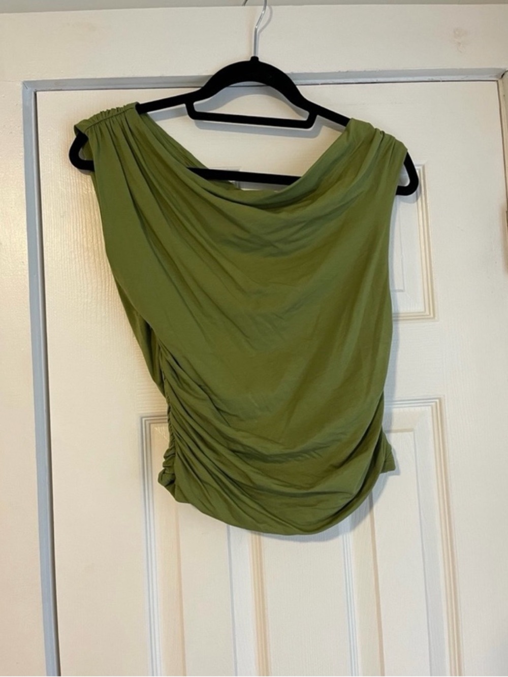 Abercrombie and Fitch Olive Green Draped Ruched Top, Medium